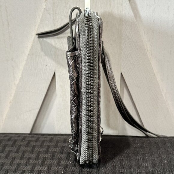 Elliott Lucca Pewter Woven Leather Wristlet Wallet - Picture 4 of 8